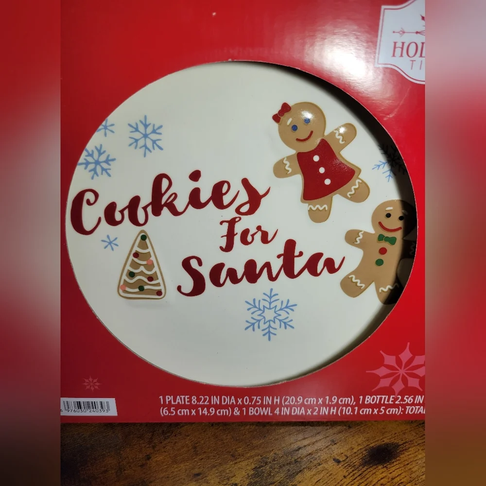 Holiday Time Red / White Santa Cookies for Santa 3 piece Set
